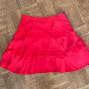 Red 100% silk skirt